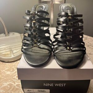 Strappy Sandals with gold accents